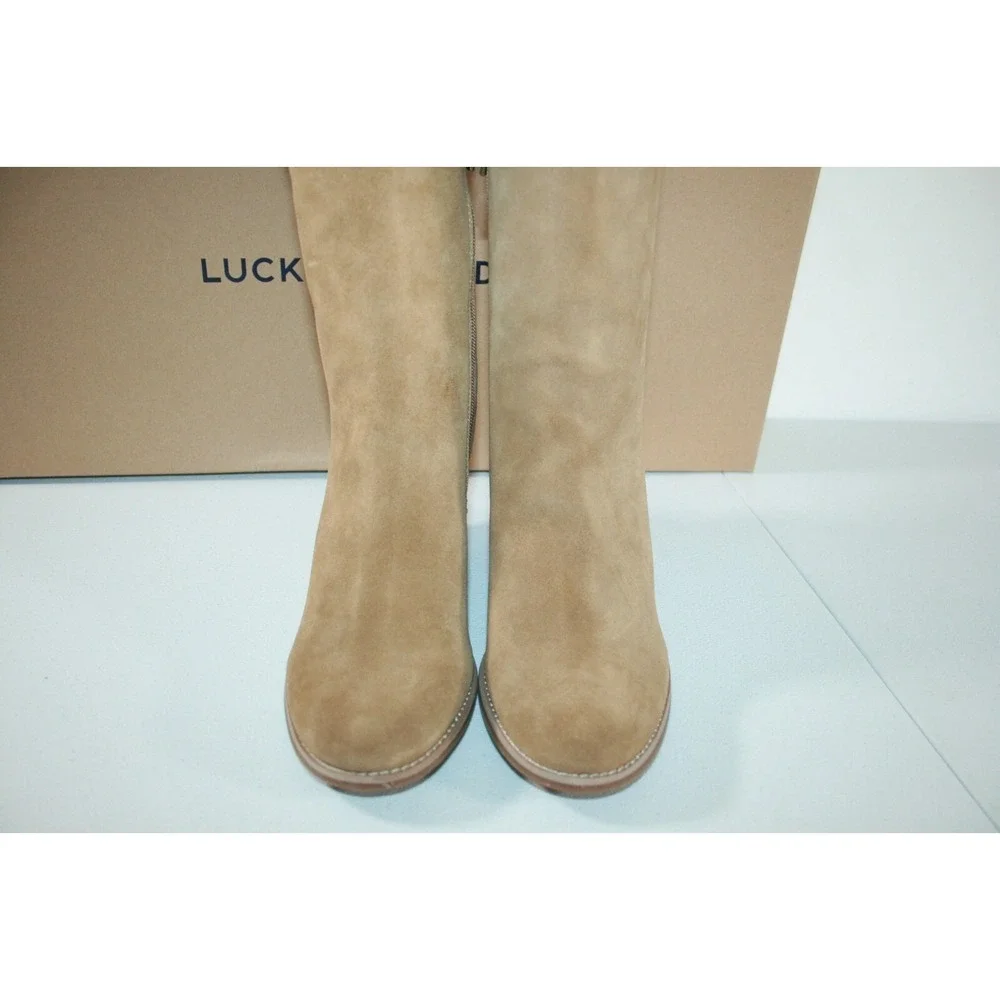 Lucky Brand Ysabel Chalet Oiled Suede Tan Thigh High Women's Boots Size 9 M NEW